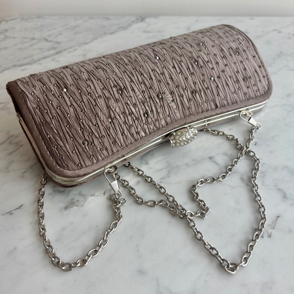Mocha clutch bag with rhinestones - Picture 2 of 6
